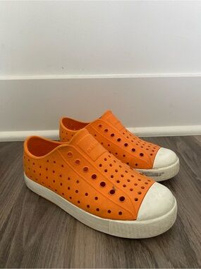 Native Orange Perforated Slip-On Sneakers with White Toe